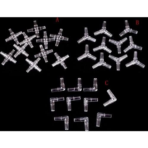 10Pcs 2 Way 3 Way 4 Way Connector Air Valves Oxygen Aquarium Fish Tank Tubing Clear Y-shaped