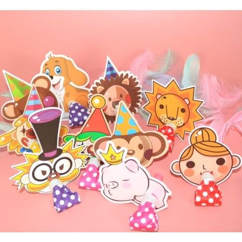 10Pcs Cartoon Small Animals Blowout Whistle Party Decoration Noise Maker Happy Birthday Kids Toys Wedding Gift for Guest