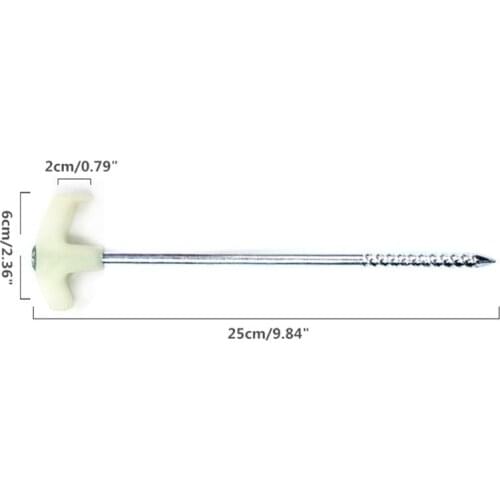 25cm Luminous Nail Camping Tent Peg Steel Stake Ice Fishing Screw Rod Stand Rack 77HC