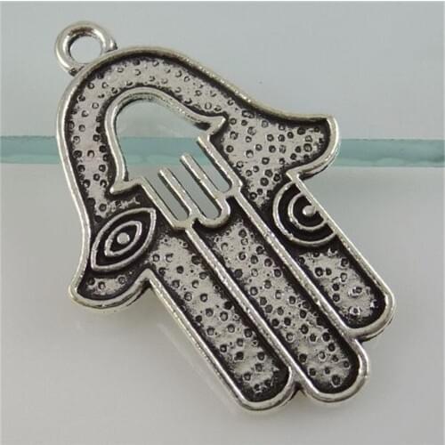 5pcs Zinc Alloy Antique Silver Hamsa Hand Charms For DIY Jewelry Making 12274
