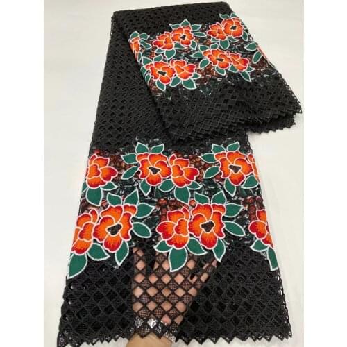 5yards/pc) Original high quality African big cord lace fabric with very beautiful flowers embroidery for party dress WZZ034