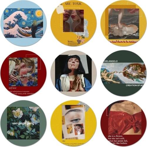 58mm Great art aesthetic van Gogh Badge Brooch Pin Accessories For Clothes Backpack Decoration gift