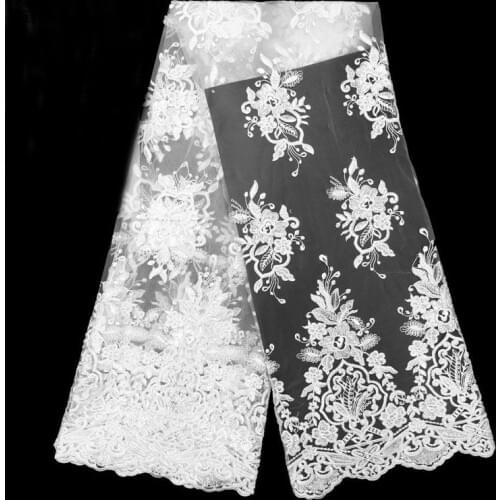 Ivory Alencon Lace Fabric, Bridal Lace Fabric, Embroidery Floral Fabric For Wedding Bolero, Top, Jacket