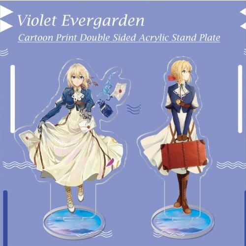 Anime Violet Evergarden Figure Acrylic Stand Plate Keychain Cartoon Print Double Sided Collectible Model Toy Desktop Decoration