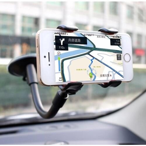 1Pc Black Car Bracket Holder Auto Rearview Mirror 360 Degree Rotation GPS Mobile Phone Holder Stand For Xiaomi IPhone Samsung