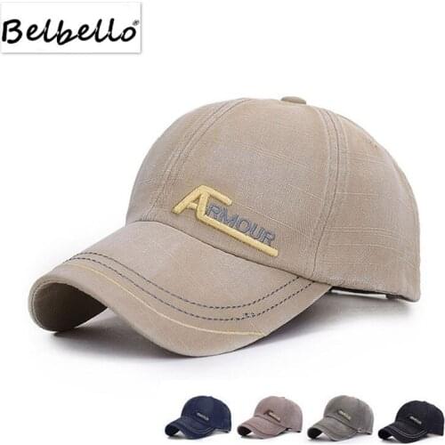 Belbello Spring Autumn New style Comfortable baseball cap Mens womens Pure cotton Do old Letter Sun hat Leisure breathable hat