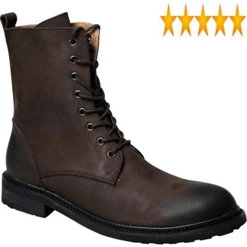 Shoes Men British Vintage Style Genuine Leather Military Army High Quality Work & Safety Winter Desert Boots Plus Size