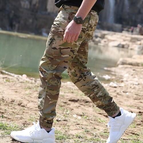 Outdoor Pants Streetwear Camouflage Jogger Pants Tactical Military Trousers Men Cargo Pants For Ｗide Casual Bound Foot Pants