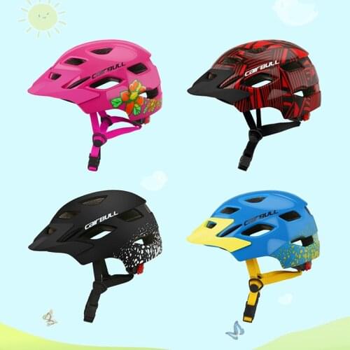 Cairbull Kids Safety Helmet With Taillight MTB Road Children Bicycle Helmet With Sun Visor For Boy Girl Cycling Cap Ultralight