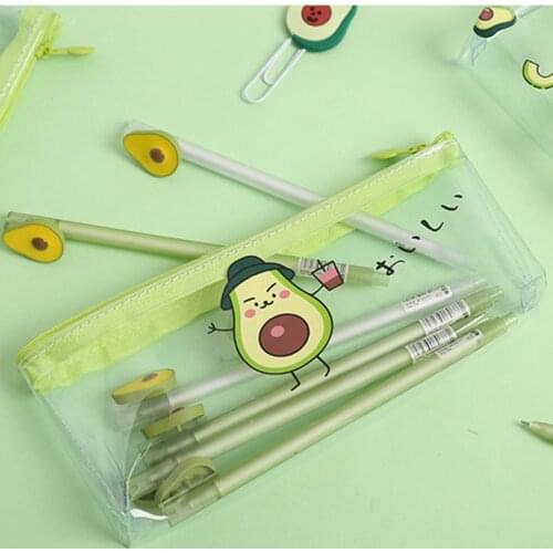 Pencil Cases For Girls Avocado Pencil Case Cute Stationery For School 2020 Office Stationery Transparent Pencil Bag Korean
