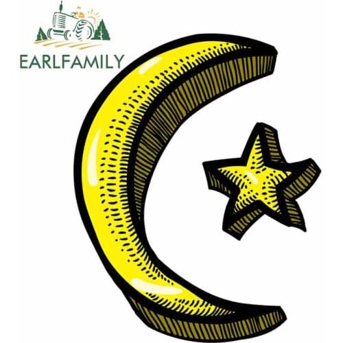 EARLFAMILY 13cm x 12.8cm Cartoon Stars & Moon Decal Vinyl Material Car Stickers Fashion Waterproof Graffiti Occlusion Scratch