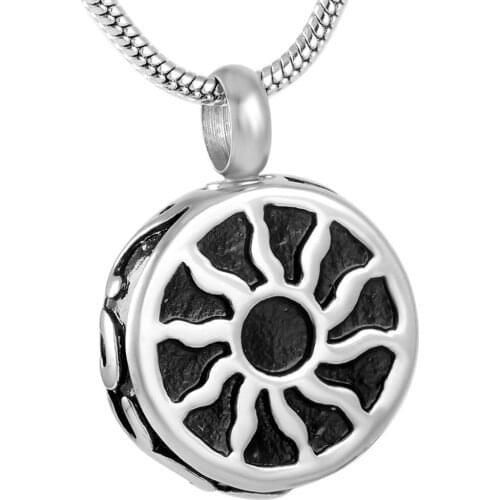 IJD8854 wholesale charm Stainless steel Cremation Urn Necklace women,sun of round Cremation Jewelry for ashes pendant female