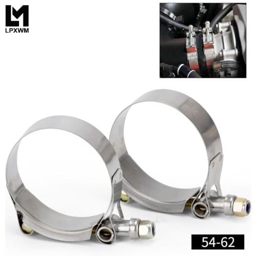 LPXWM - (2PC/LOT) SS304 CLAMPS 2\" INCH (54-62)STAINLESS SILICONE TURBO HOSE COUPLER T BOLT CLAMP KIT LPXWM5250