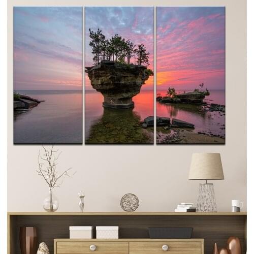 3 Pieces Modular Wall Paintings Beach Sunset Landscape Canvas Painting Print Poster Frame Decor Wall Art Modern Painting Artwork