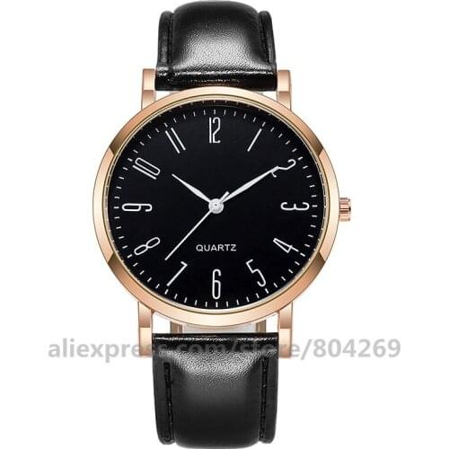 Wholesale Leather Men Quartz Watch Casual Men Clock Birthday Present Men Sport Watches Zegarek Damski 1596-6