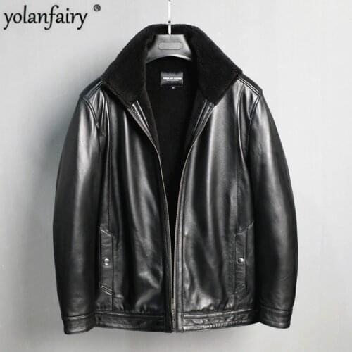 Mens Sheepskin Coat Autumn Winter Genuine Leather Jacket Men Plus Size Real Leather Jackets 2020 Veste Cuir Homme KJ4129