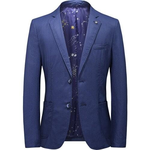 Autumn Spring Men Blazer Dark Blue Business Formal Casual Suit Jacket New Fashion Slim Fit Party Prom Daily Life Single Breasted