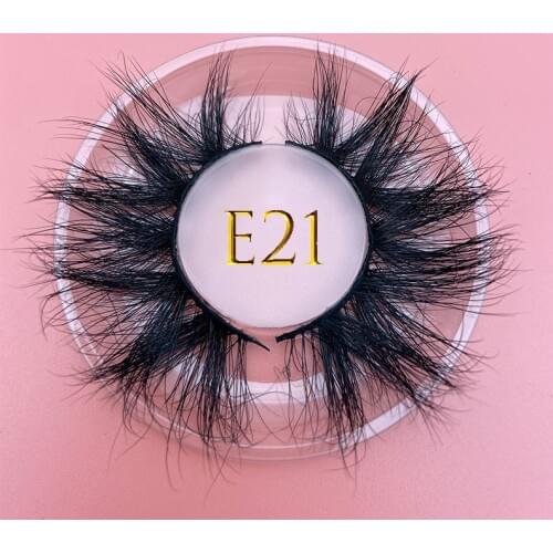 MIKIWI E21Natural Thick Mink Eyelashes 25mm 3D Makeup False Lashes Criss-cross Wispies Fluffy Eyelashes Extension 100% 3D Lashes