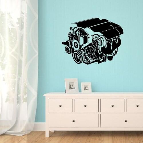 Car Engine Wall Sticker Car Workshop Auto Repair Service Garage Wall Decal Home Decoration Waterproof Removable Vinyl Wallpaper