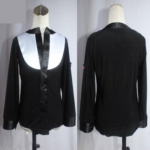 Cheap Boys Black Ballroom Latin Dance Tops Children Kids Professional Latino Performance Dancing Wear Long Sleeves Shirt