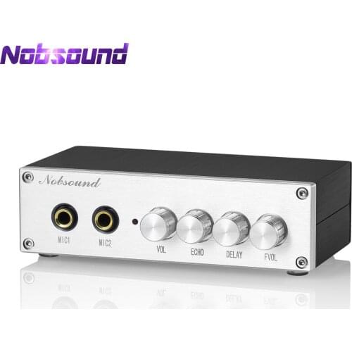 Nobsound Mini Home Karaoke Mixer Stereo Audio Preamp Effector Dual Microphones Echo Mixer KTV Sound Console