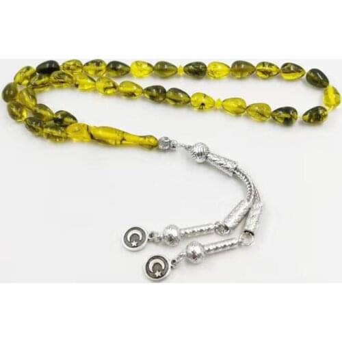 New arrival Green Resin Tasbih 33 Beads Muslim Rosary Metal Tassel Islam bracelets