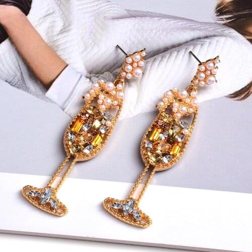 New Design Crystal Pearl Metal Drop Earrings High Quality Fashion Jewelry Accessories For Women Wholesale