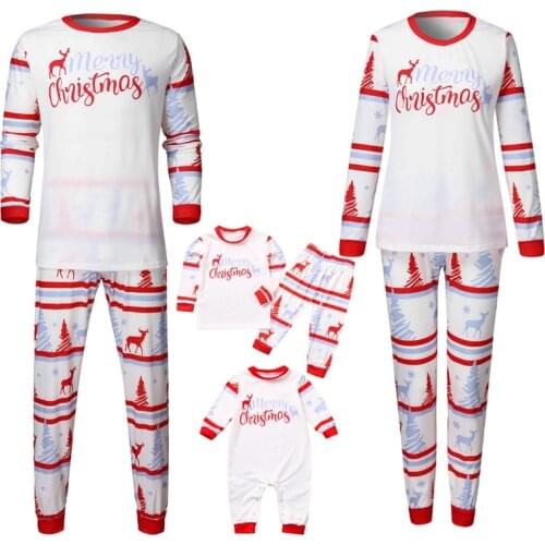Matching Family Pajamas 2022 Christmas pyjamas Letter Cartoon Print Baby Kids Mom Sleepwear Cotton Pajamas Sets Baby Rompers