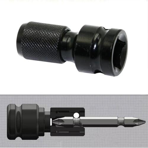1/2" Square To 1/4" Hex Ratchet Socket Conversion Tool Release Drive Quick Adaptor Socket Converter Tool Chuck Impact Adapt