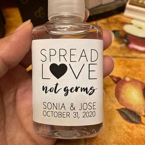 Personalized Mini Sanitizer Labels for Wedding, Shower, Elopement- Party Favor Labels- Spread Love,Not Germs - Gift for guests