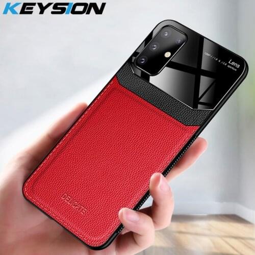 KEYSION Shockproof Case for Samsung Galaxy Note 10 Lite Note 10 + Plus Leather Lens Glass Phone Back Cover For Samsung A81 M60S