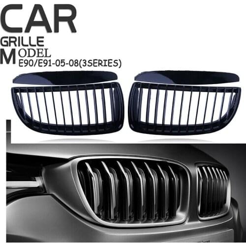 Car Gloss Black Front Bumper Radiator Grilles Grill For-BMW 3 Series E90 E91 2005-2008 51712151895 51712151896