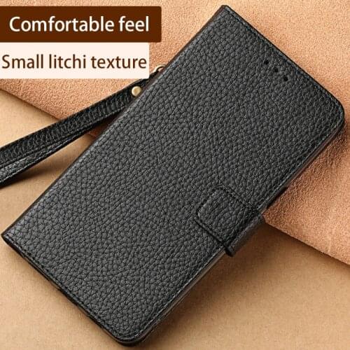 Luxury PU lychee textured Genuine leather case for Sony xperia a2 all handmade clamshell Mobile phone protection case