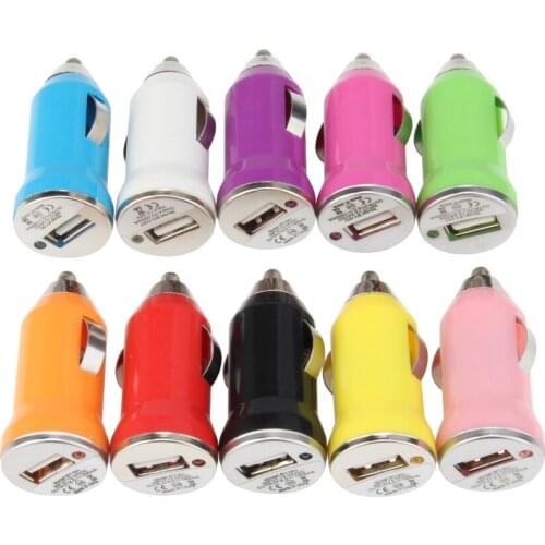 Cheapest Colorful Mini Bullet Universal Car Charger 5V 1000ma Portable USB Car Charger Adapter for Mobile Cell Phone Smartphone