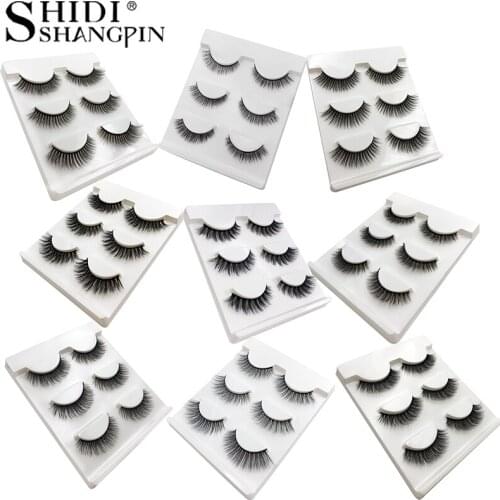 SHIDISHANGPIN 3 Pairs Mink Eyelashes Natural Fake Lashes Long Makeup 3d Mink Lashes Extension Thick Faux False Eyelashes Cilios