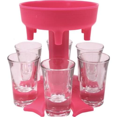 6 Shot Glass Dispenser Holder Portable Wine Whisky Beer Liquor Distributor Beverage Drinking Dispenser Rack Party Accessories