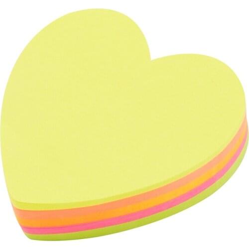 4A Shapes Sticky Notes Kawaii Heart Shape 3 x 3 Inches Fluorescent Collection Stationery Memo Stickers Self-Stick Notes 4A 5036