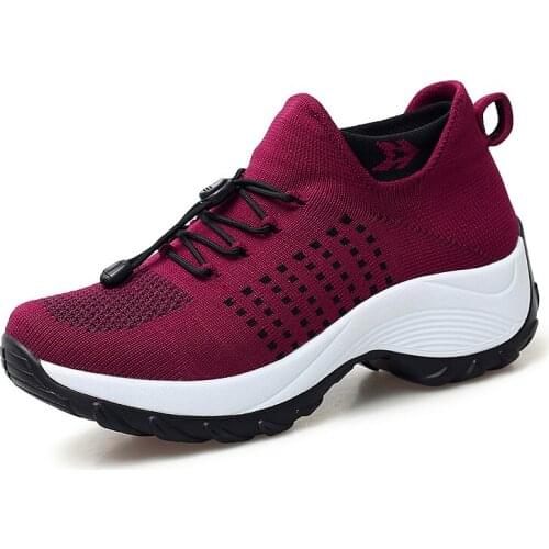 Thick Sole Shoes Women Wedge Platform Sneakers Breathable Sock Footwear Ourdoor Ladies Sock Shoes Tennis Shoes Tenis Feminino