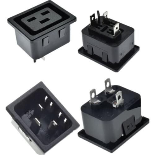Universal black CE Rohs 250v 16a abs material socket IEC-C20 PDU / UPS screw hole fixed AC power socket