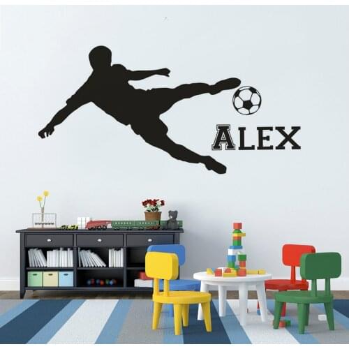 Custom Boys Name Wall Sticker Soccer Player Sportsman Wall Vinyl Decals Footbal Club Interior Décor Custom Name Gift AZ721