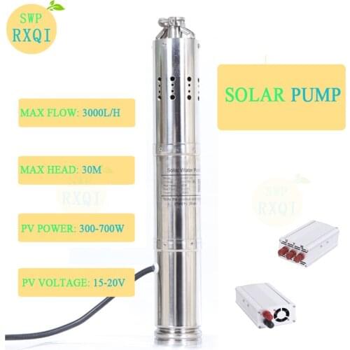 SOLAR WATER PUMP 3" Mini DC 12v MPPT Brushless Submersible Screw Car Pump 260w or 0.4HP Max flow 3000L/H Max head 30m Outlet 1"