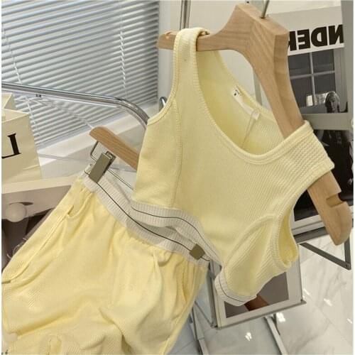 2 Piece Set Women ensemble jogging femme Jogging Suits For Women Tracksuit Gym Clothing Sleeveless Crop Top Sport Yoga Shorts