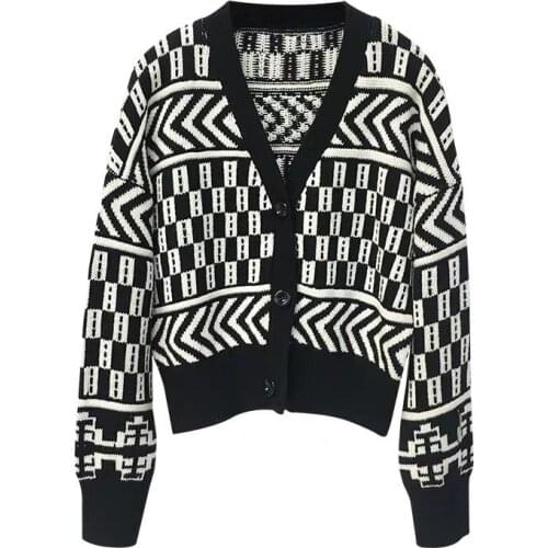 Knit cardigan womens outer sweater V-neck short lazy cardigans long sleeve loose autumn and winter jacket