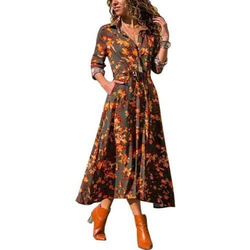 Womens dress bohemian print dress casual long dress