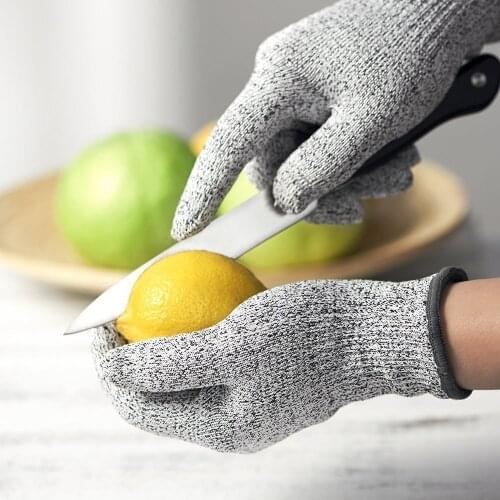 2pairs Kitchen 5 level protection cut resistant gloves acid alkali resistance nylon gloves HPPE fish gloves garden