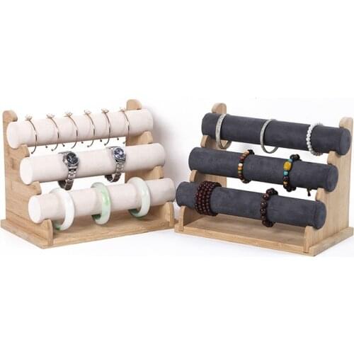 3layer Bamboo Watch Bracelet Storage Stand Bangle Jewelry Organizer Storage Holder Bracelet Display Stand Rack Jewelry Display