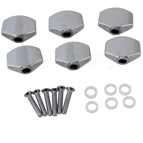 Yibuy Chrome Square 17x13mm Alloy Guitar Machine Head Buttons for Electric Guitar with Screws 4mm Dia Hole Pack of 6