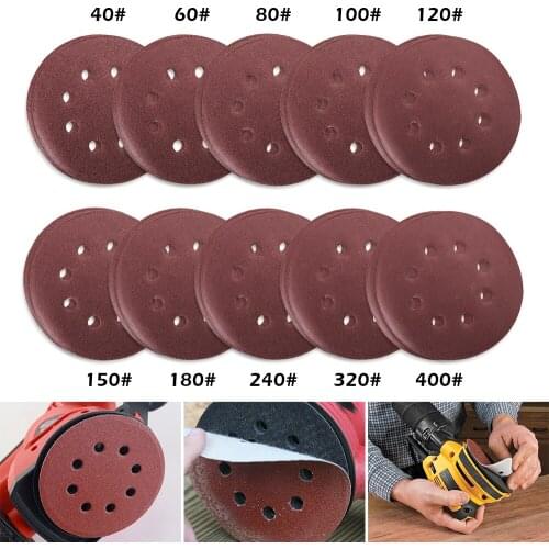 80Pcs 5Inch 125mm Round Sandpaper Eight Hole Sanding Disk Set 40-400 Hook & Loop Abrasive Sander Paper Use For Polishing Tools