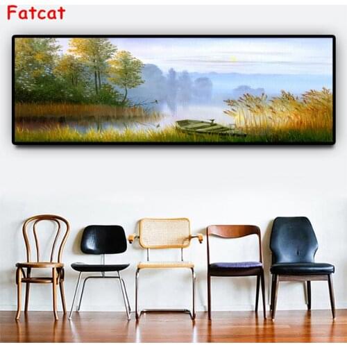 Diamond Painting Romantic autumn boat Rhinestone 5D DIY full round square Diamond Embroidery,Cross Stitch,diamond Mosaic PP1727