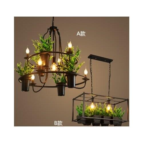 American country flower pots, plant chandeliers, industrial style restaurants, Internet cafes, iron chandeliers